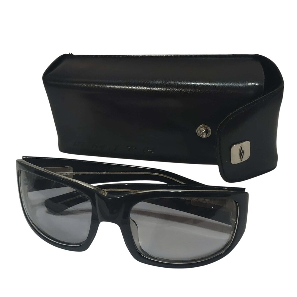 Smith Bauhaus TLT Optics Photochromic Black Crystal Sunglasses, Leather Case Y2K
